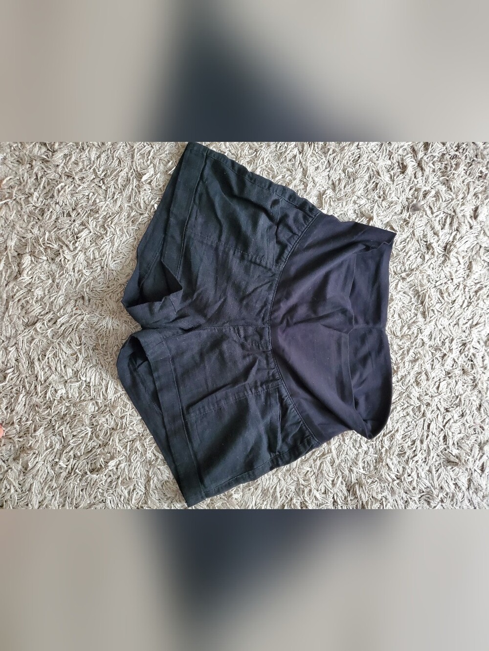Old Navy Black Linen Maternity Shorts with Stretch Waist